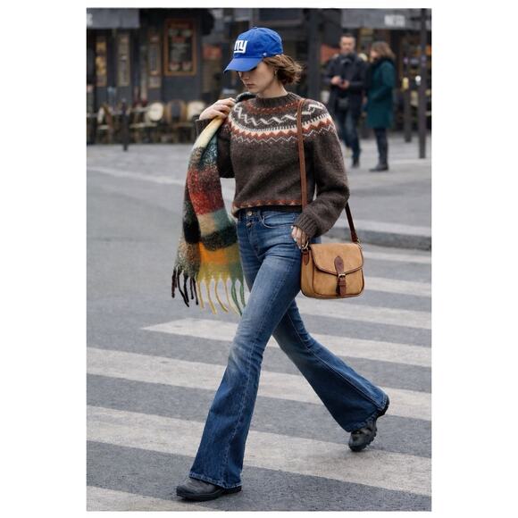 Western Timberland Crossbody | Camel Nubuck Leather Bag | Brass Hardware & Charm - Picture 13 of 16